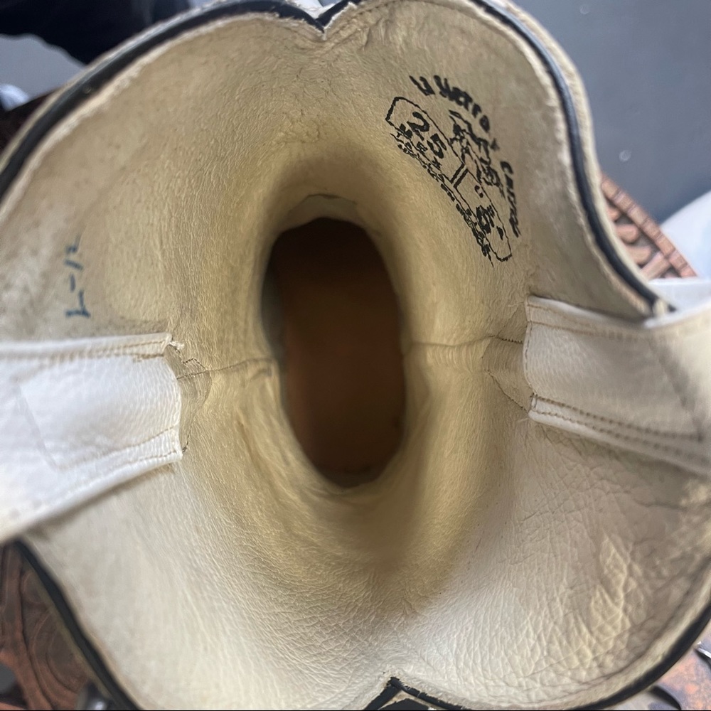 MEN'S WESTERN COWBOY WHITE BOOTS GENUINE LEATHER - Picture 5 of 6